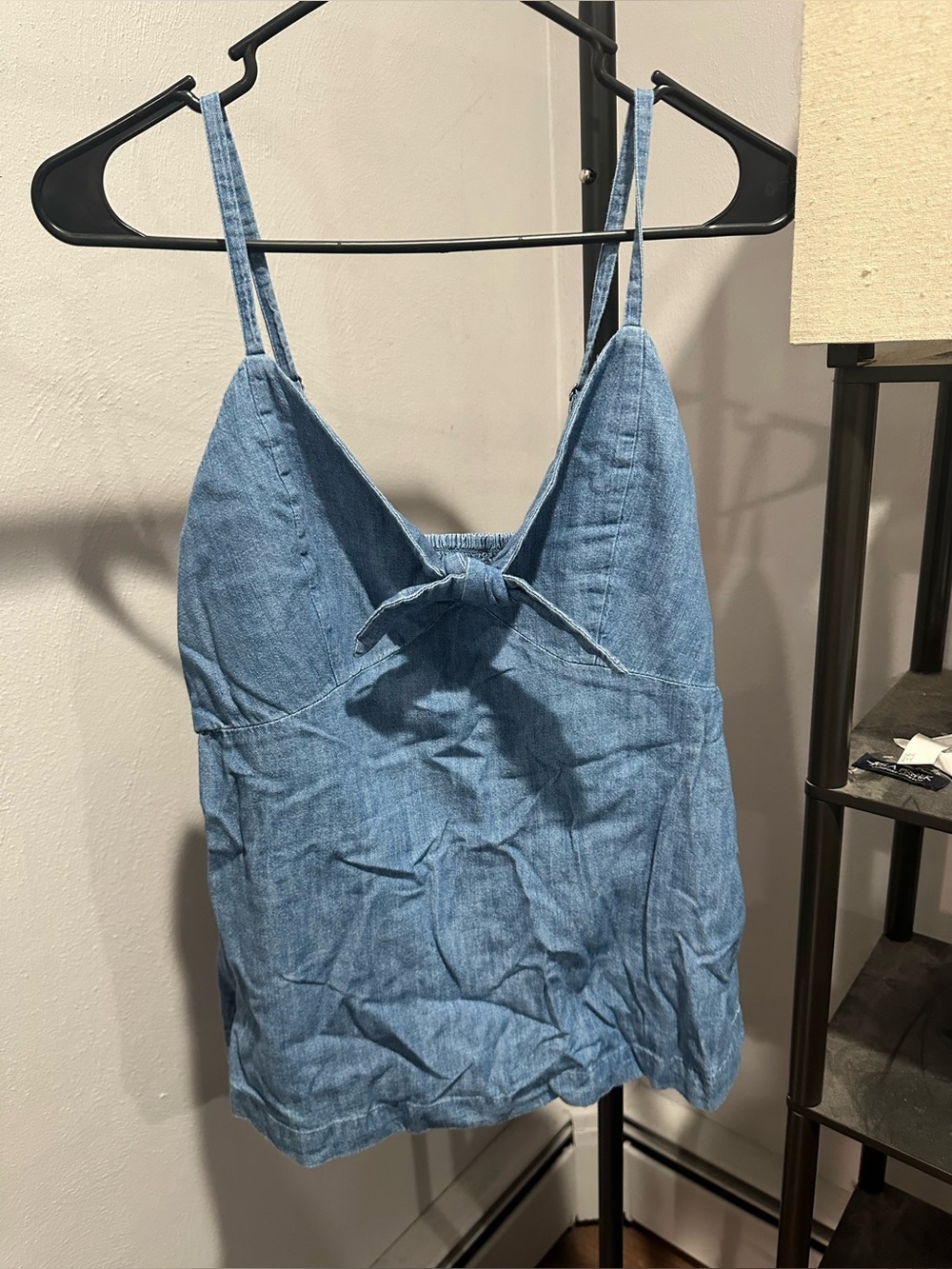 NWT 100% Cotton Soft Denim Tie Front Tank Small